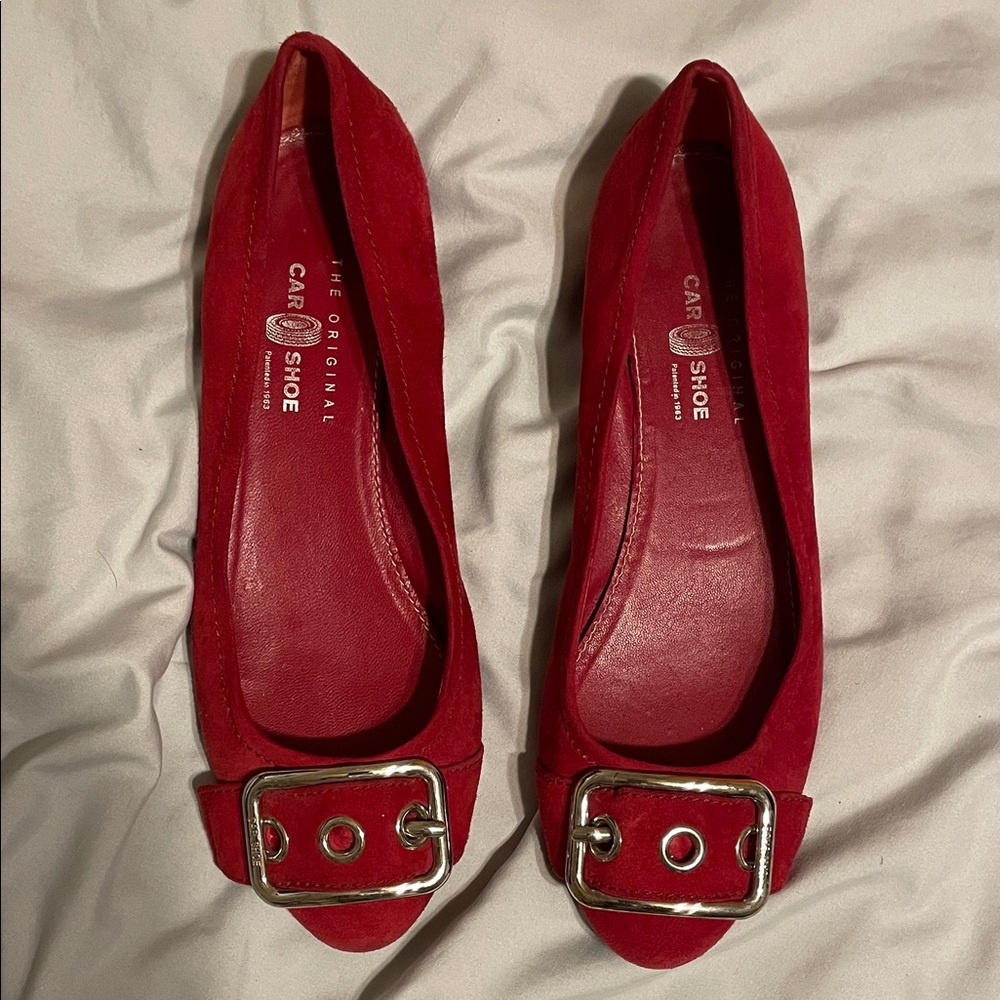 The Original Car Shoe Red Buckle Flats